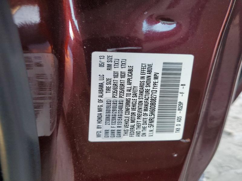 54392386 :رقم المزاد ، 5FNRL5H60DB082713 vin ، 2013 Honda Oddesey مزاد بيع