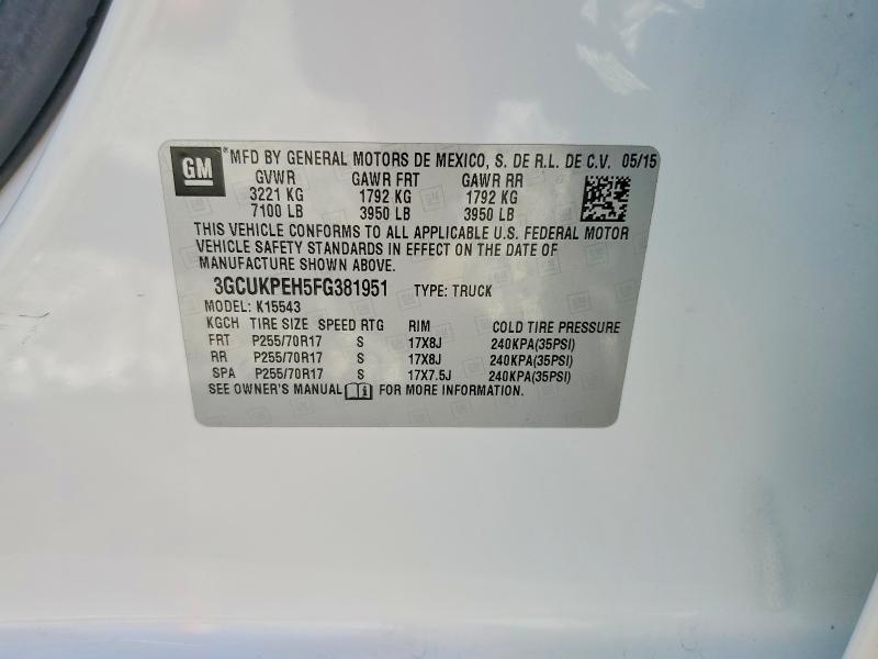 52244946 :رقم المزاد ، 3GCUKPEH5FG381951 vin ، 2015 Chevrolet Silverado مزاد بيع