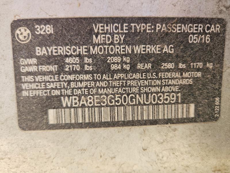 52014126 :رقم المزاد ، WBA8E3G50GNU03591 vin ، 2016 Bmw 328 مزاد بيع