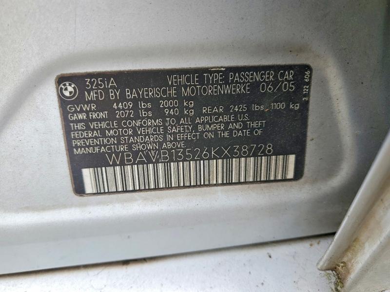 Продаж на аукціоні авто 2006 Bmw 325, vin: WBAVB13526KX38728, номер лоту: 55379476