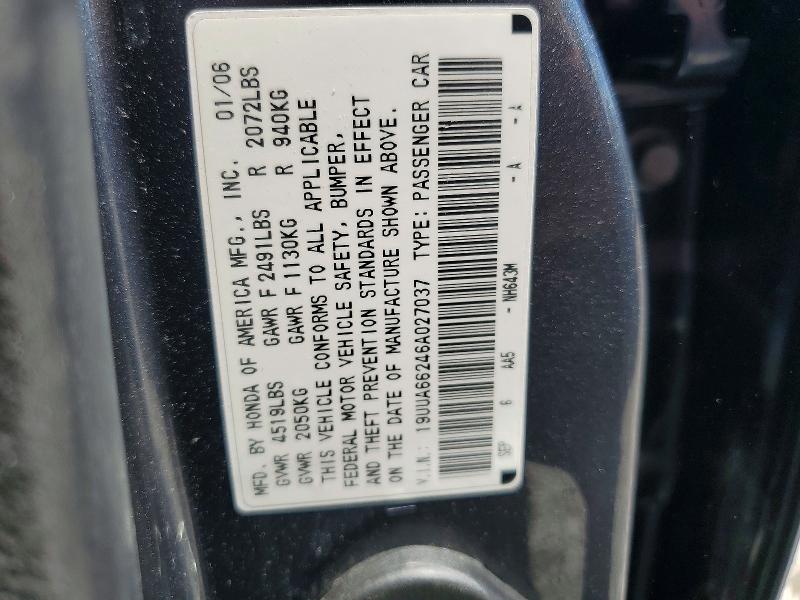 Aukcja sprzedaży 2006 Acura 3.2tl, vin: 19UUA66246A027037, numer aukcji: 53420396