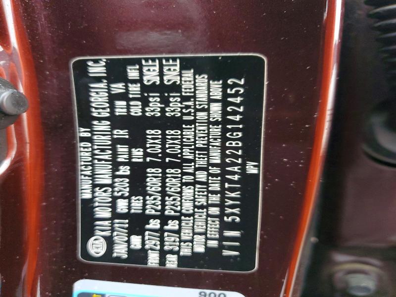 Aukcja sprzedaży 2011 Kia Sorento, vin: 5XYKT4A22BG142452, numer aukcji: 54344216