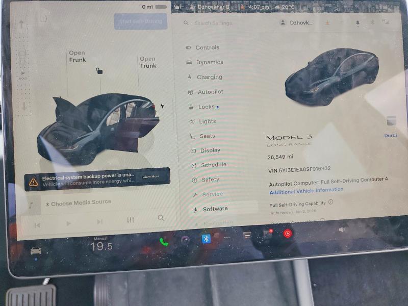 2025 Tesla Model 3 მანქანა იყიდება აუქციონზე, vin: 5YJ3E1EA0SF916932, აუქციონის ნომერი: 54521576