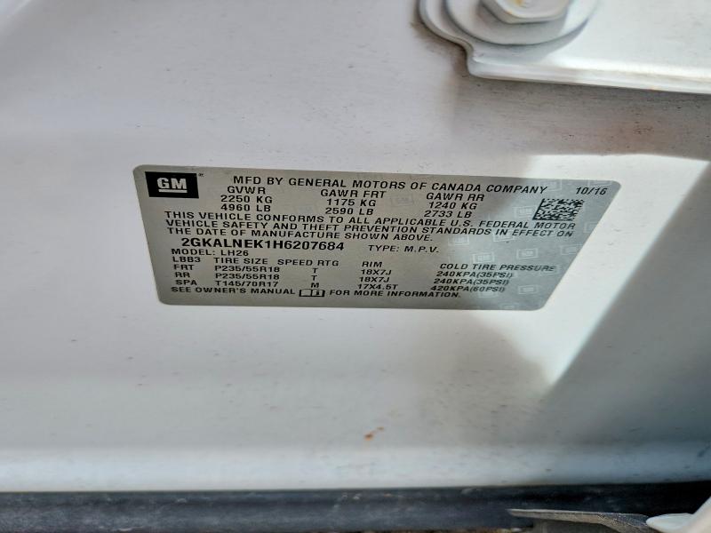 Aukcja sprzedaży 2017 Gmc Terrain, vin: 2GKALNEK1H6207684, numer aukcji: 55211156
