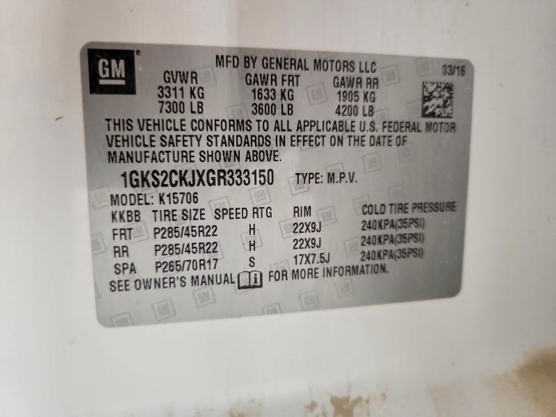 Продаж на аукціоні авто 2016 Gmc Yukon, vin: 1GKS2CKJXGR333150, номер лоту: 52521086