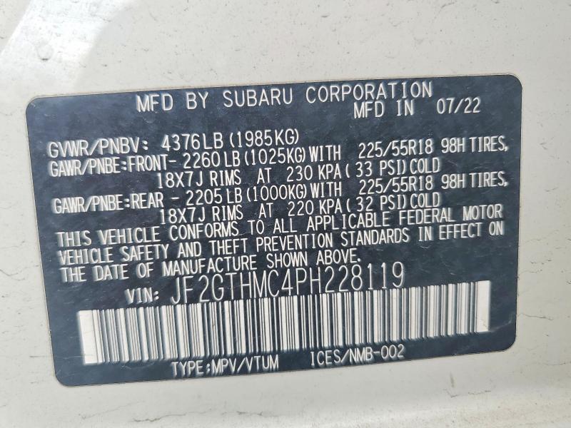 Продажа на аукционе авто 2023 Subaru Crosstrek, vin: JF2GTHMC4PH228119, номер лота: 54281536