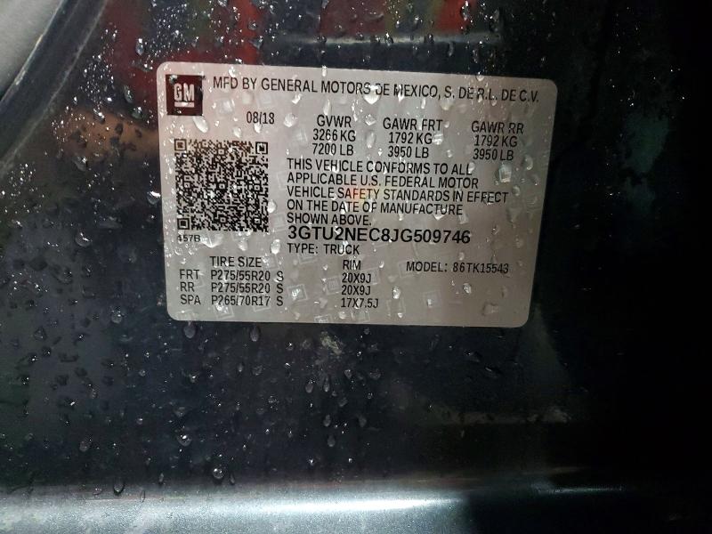 Продажа на аукционе авто 2018 Gmc Sierra, vin: 3GTU2NEC8JG509746, номер лота: 54498006
