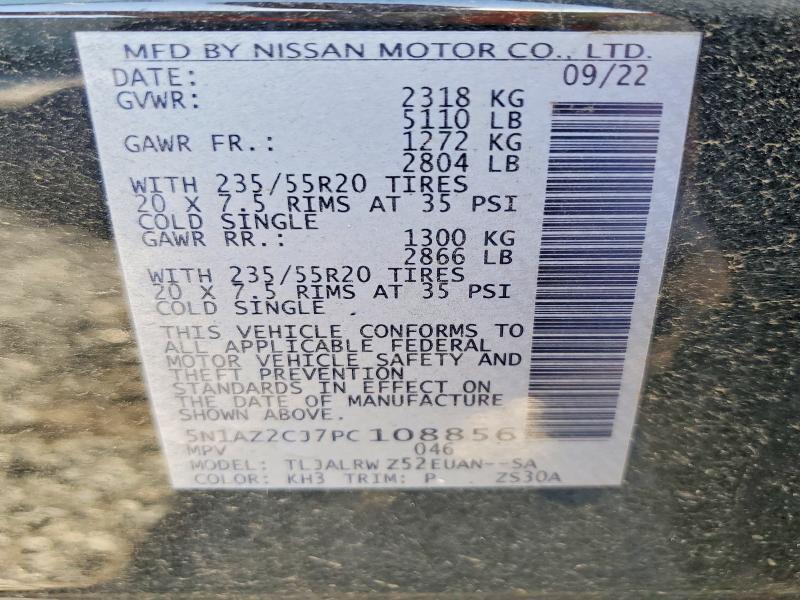 Aukcja sprzedaży 2023 Nissan Murano, vin: 5N1AZ2CJ7PC108856, numer aukcji: 53227796