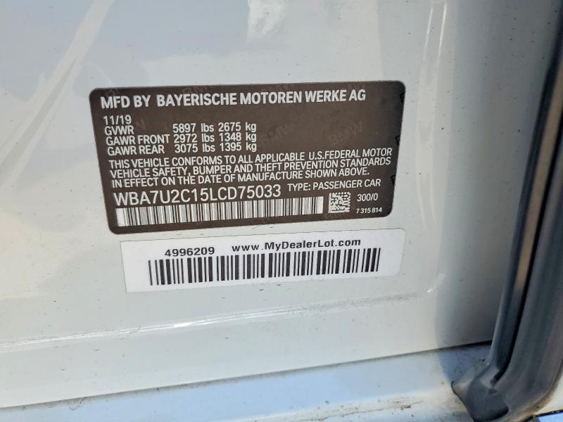 Aukcja sprzedaży 2020 Bmw Alpina B7, vin: WBA7U2C15LCD75033, numer aukcji: 54145976