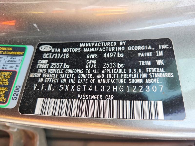54341356 :رقم المزاد ، 5XXGT4L32HG122307 vin ، 2017 Kia Optima مزاد بيع