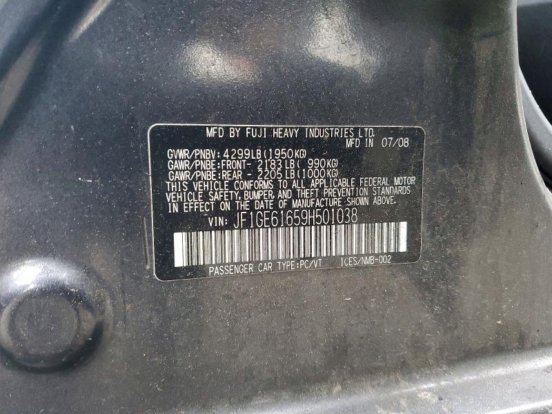 Aukcja sprzedaży 2009 Subaru Impreza, vin: JF1GE61659H501038, numer aukcji: 55138746