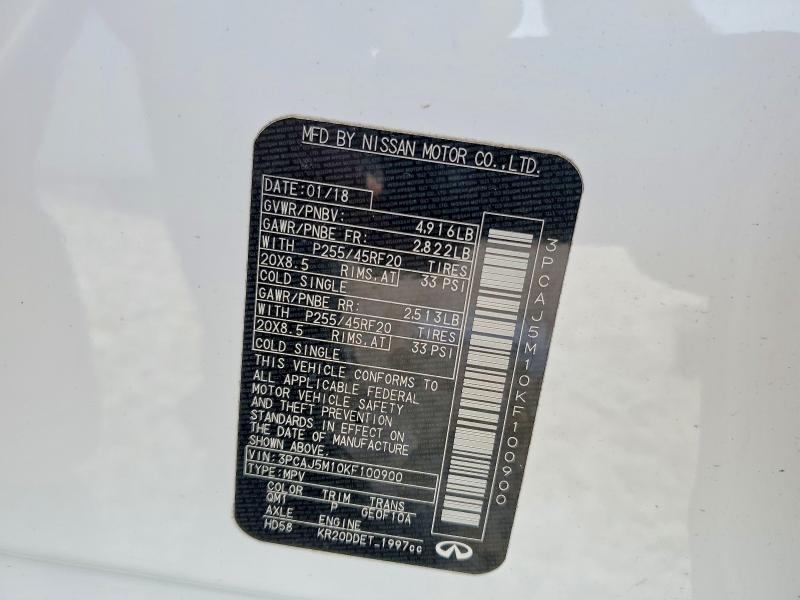 Aukcja sprzedaży 2019 Infiniti Qx50, vin: 3PCAJ5M10KF100900, numer aukcji: 52399176