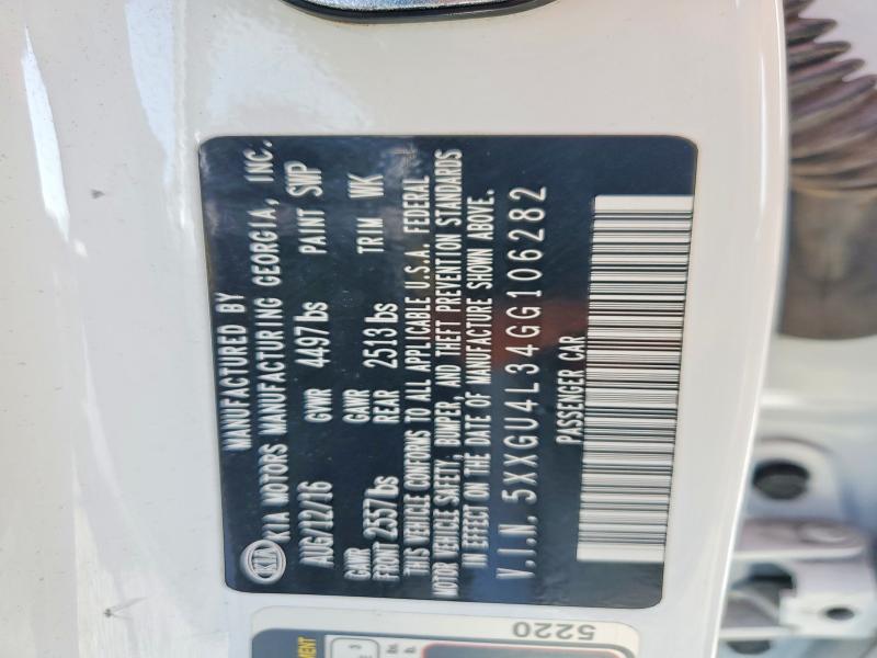 2016 Kia Optima მანქანა იყიდება აუქციონზე, vin: 5XXGU4L34GG106282, აუქციონის ნომერი: 54429266