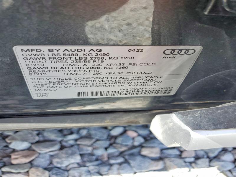 Aukcja sprzedaży 2022 Audi Q5, vin: WA1GAAFY7N2106837, numer aukcji: 54450846
