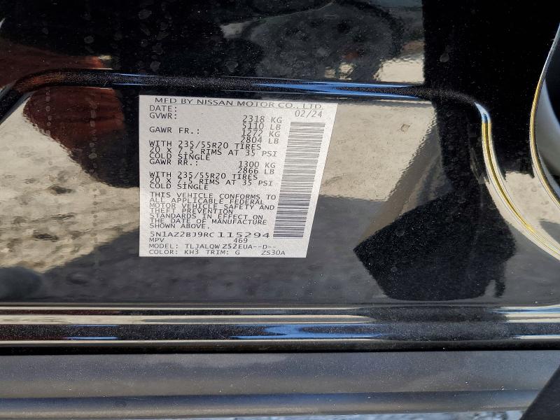 Продаж на аукціоні авто 2024 Nissan Murano, vin: 5N1AZ2BJ9RC115294, номер лоту: 53200256