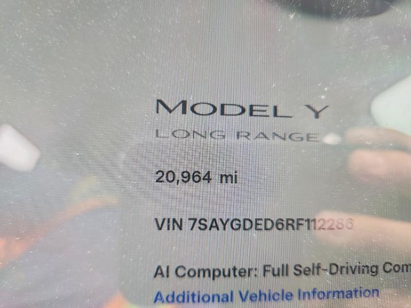 Aukcja sprzedaży 2024 Tesla Model Y, vin: 7SAYGDED6RF112286, numer aukcji: 52883566