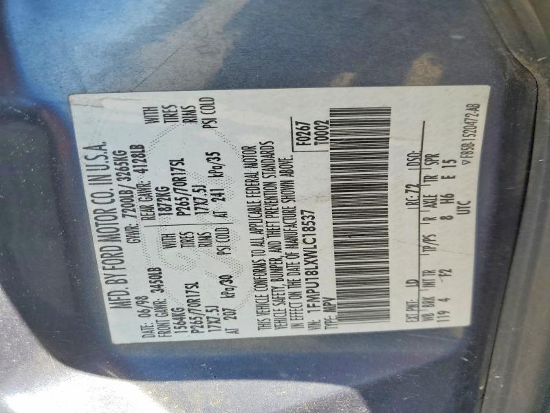 1998 Ford Expedition მანქანა იყიდება აუქციონზე, vin: 1FMPU18LXWLC18537, აუქციონის ნომერი: 52392796
