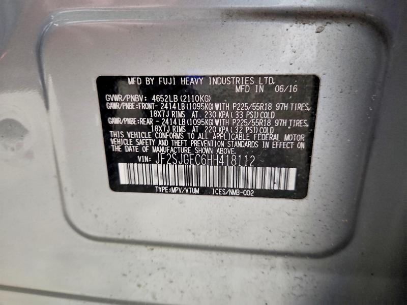 Продажа на аукционе авто 2017 Subaru Forester, vin: JF2SJGEC6HH418112, номер лота: 54599666