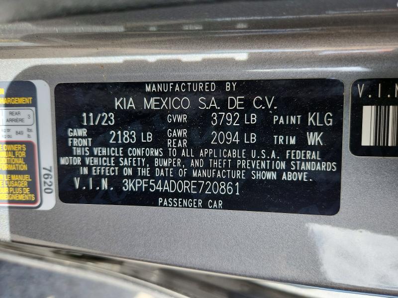 Продажа на аукционе авто 2024 Kia Forte, vin: 3KPF54AD0RE720861, номер лота: 54832796