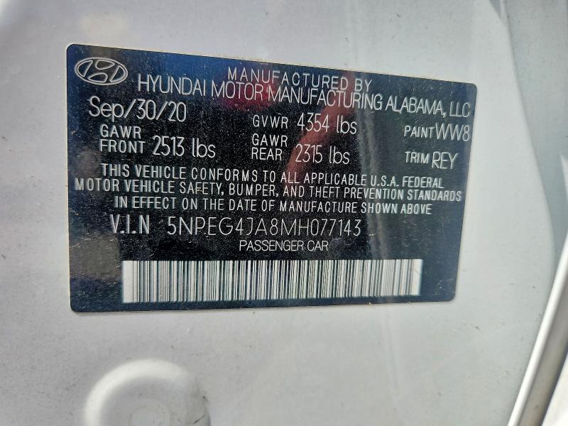 Продаж на аукціоні авто 2021 Hyundai Sonata, vin: 5NPEG4JA8MH077143, номер лоту: 53617276