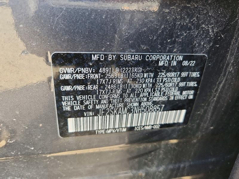 Aukcja sprzedaży 2022 Subaru Forester, vin: JF2SKAMC3NH508857, numer aukcji: 51997706