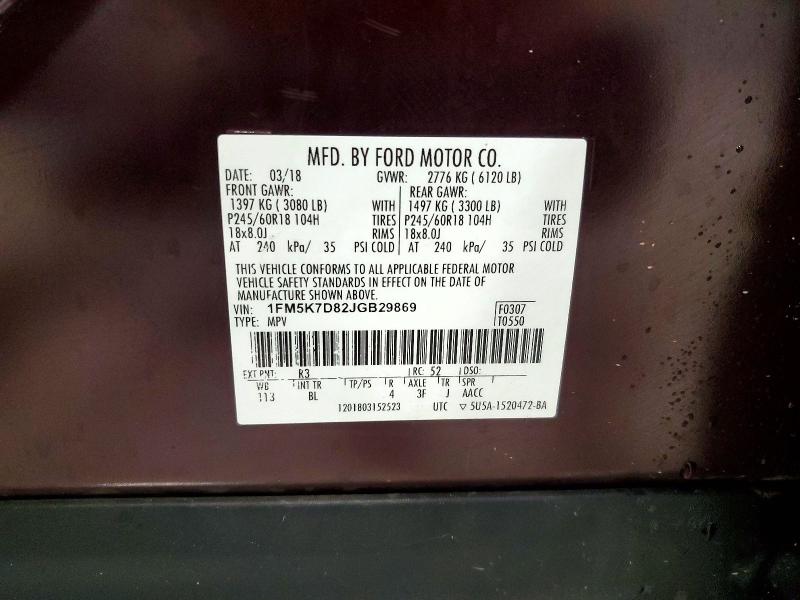 Продажа на аукционе авто 2018 Ford Explorer, vin: 1FM5K7D82JGB29869, номер лота: 51332906
