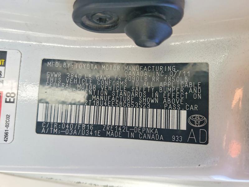 Aukcja sprzedaży 2011 Toyota Corolla, vin: 2T1BU4EE5BC653523, numer aukcji: 54698556