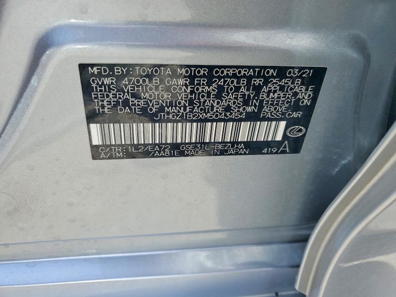 Продажа на аукционе авто 2021 Lexus Is, vin: JTHGZ1B2XM5043454, номер лота: 54794976