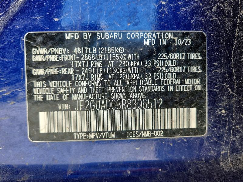 Продажа на аукционе авто 2024 Subaru Crosstrek, vin: JF2GUADC3R8306512, номер лота: 52572796