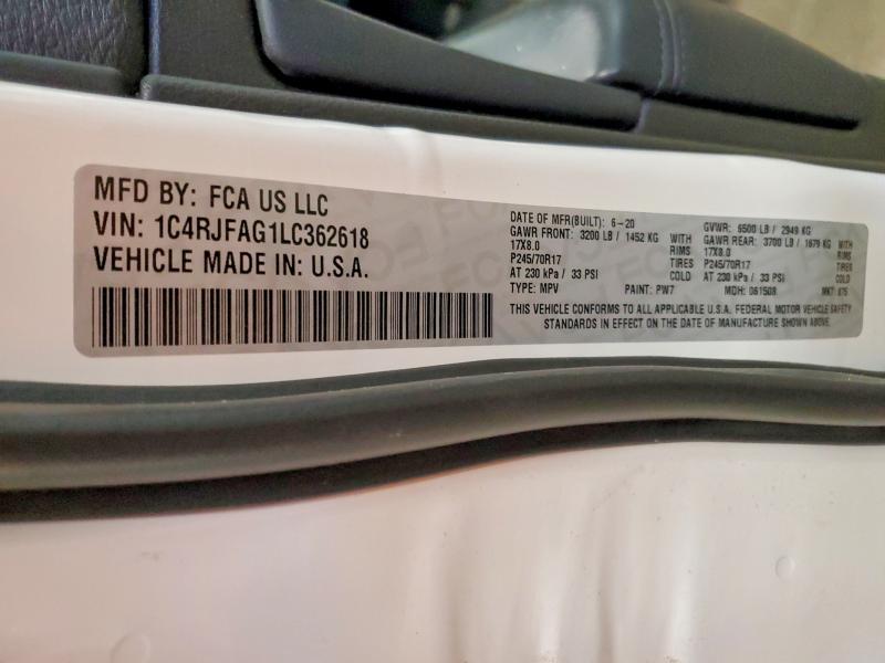 55589366 :رقم المزاد ، 1C4RJFAG1LC362618 vin ، 2020 Jeep Grand Cherokee مزاد بيع