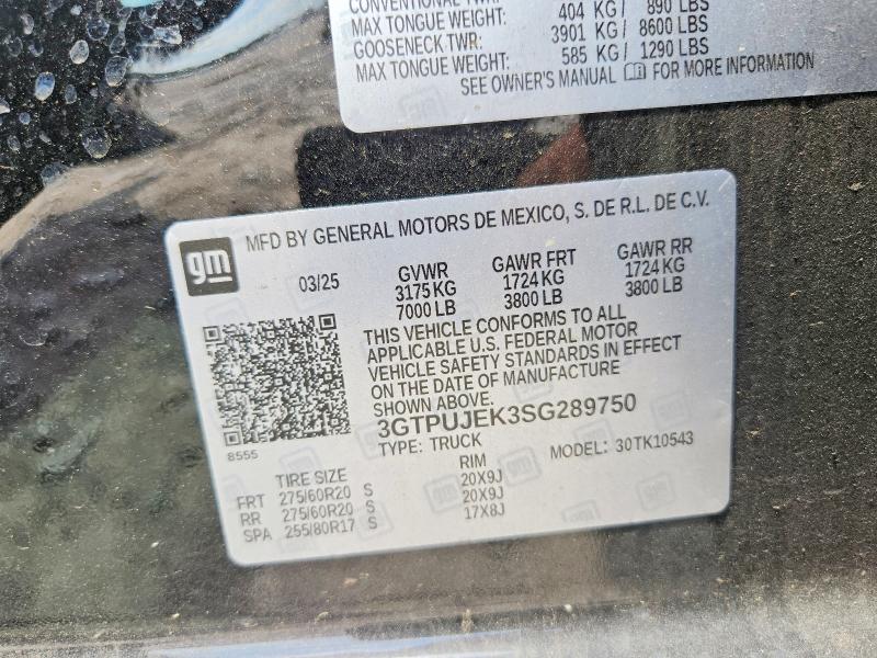54055996 :رقم المزاد ، 3GTPUJEK3SG289750 vin ، 2025 Gmc Sierra مزاد بيع