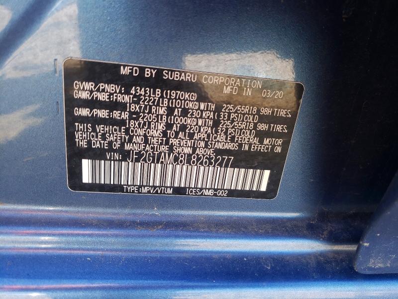 53258476 :رقم المزاد ، JF2GTAMC8L8263277 vin ، 2020 Subaru Crosstrek مزاد بيع