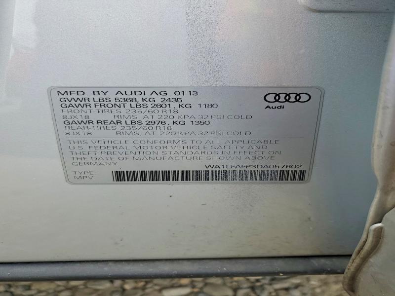Продаж на аукціоні авто 2013 Audi Q5, vin: WA1LFAFP3DA057602, номер лоту: 52462346