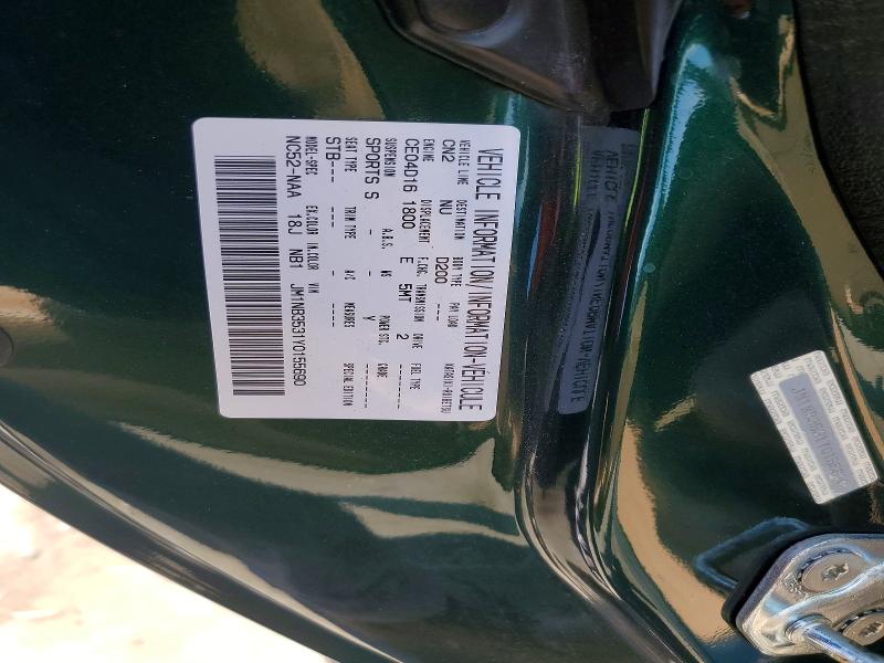 2000 Mazda Mx-5 Miata მანქანა იყიდება აუქციონზე, vin: JM1NB3531Y0155690, აუქციონის ნომერი: 54288786