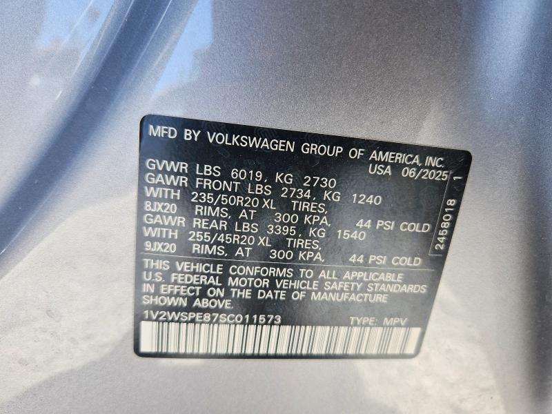2025 Volkswagen Id.4 მანქანა იყიდება აუქციონზე, vin: 1V2WSPE87SC011573, აუქციონის ნომერი: 52772126
