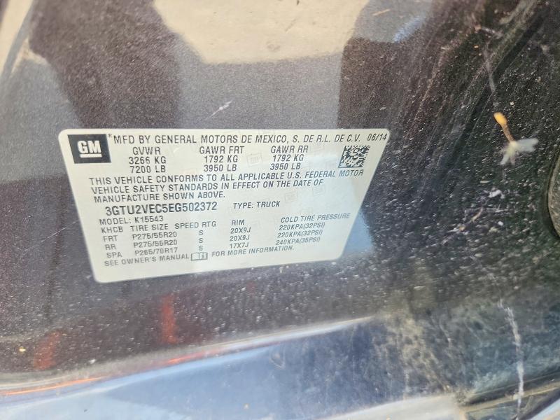 Aukcja sprzedaży 2014 Gmc Sierra, vin: 3GTU2VEC5EG502372, numer aukcji: 54281156