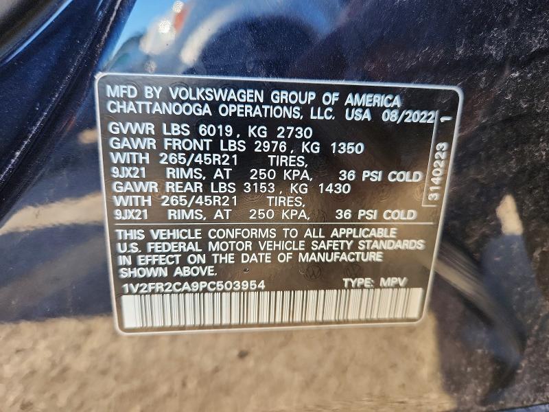 52261186 :رقم المزاد ، 1V2FR2CA9PC503954 vin ، 2023 Volkswagen Atlas مزاد بيع