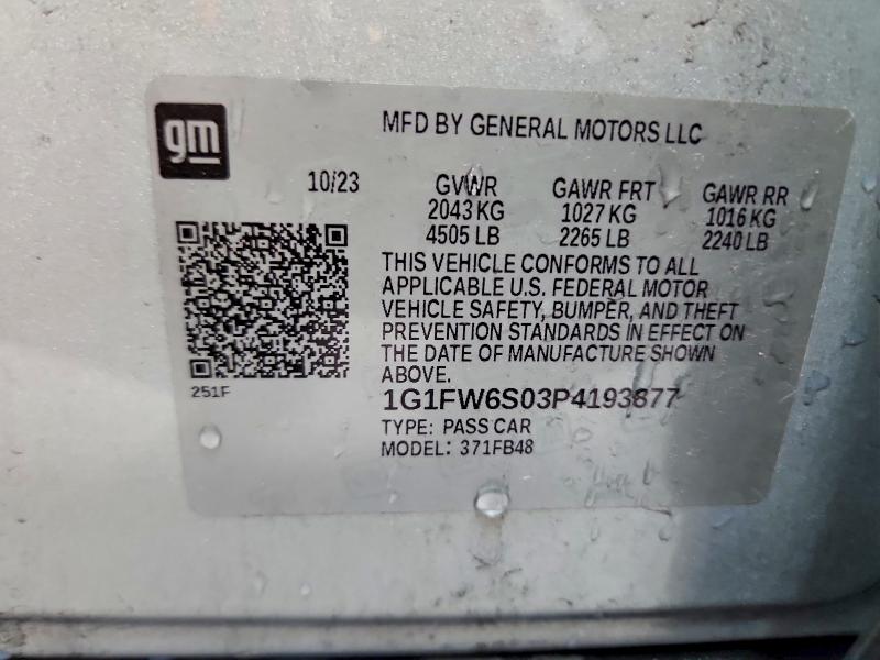 Продаж на аукціоні авто 2023 Chevrolet Bolt Ev, vin: 1G1FW6S03P4193877, номер лоту: 53988446