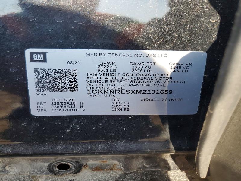 Aukcja sprzedaży 2021 Gmc Acadia, vin: 1GKKNRLSXMZ101659, numer aukcji: 53752996