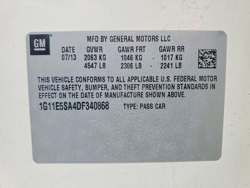Aukcja sprzedaży 2013 Chevrolet Malibu, vin: 1G11E5SA4DF340868, numer aukcji: 54397376