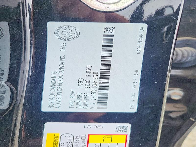 Aukcja sprzedaży 2022 Honda Civic, vin: 2HGFE2F59NH127280, numer aukcji: 53621796