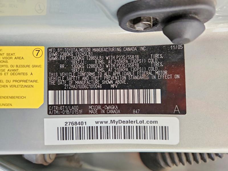 Продажа на аукционе авто 2006 Lexus Rx, vin: 2T2HA31U06C100046, номер лота: 53169486