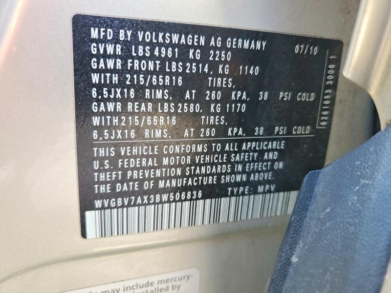 Продажа на аукционе авто 2011 Volkswagen Tiguan, vin: WVGBV7AX3BW506836, номер лота: 51773806
