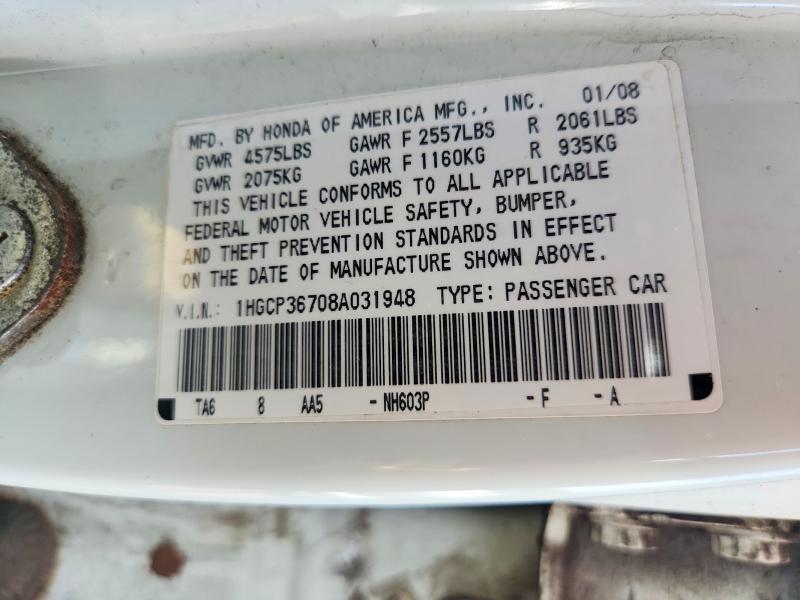 Продаж на аукціоні авто 2008 Honda Accord, vin: 1HGCP36708A031948, номер лоту: 53702896