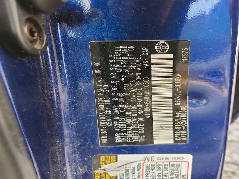 Продаж на аукціоні авто 2007 Toyota Camry, vin: 4T1BK46K07U010500, номер лоту: 55420776