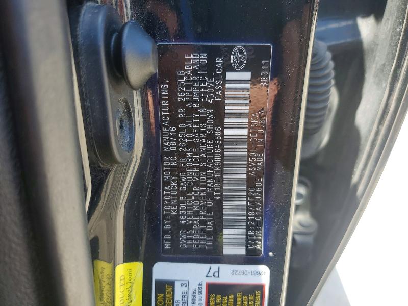 Продаж на аукціоні авто 2017 Toyota Camry, vin: 4T1BF1FK9HU648586, номер лоту: 54157236