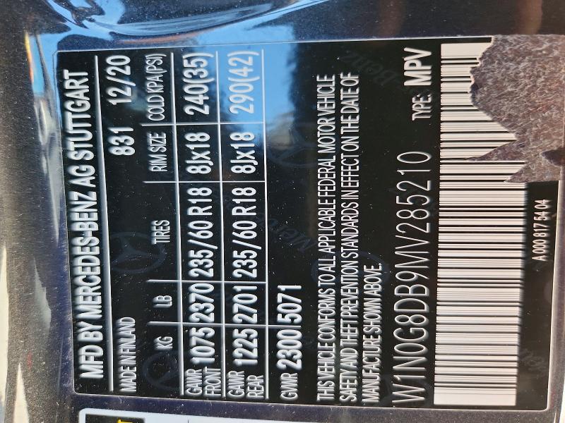 Aukcja sprzedaży 2021 Mercedes-benz Glc, vin: W1N0G8DB9MV285210, numer aukcji: 52062106