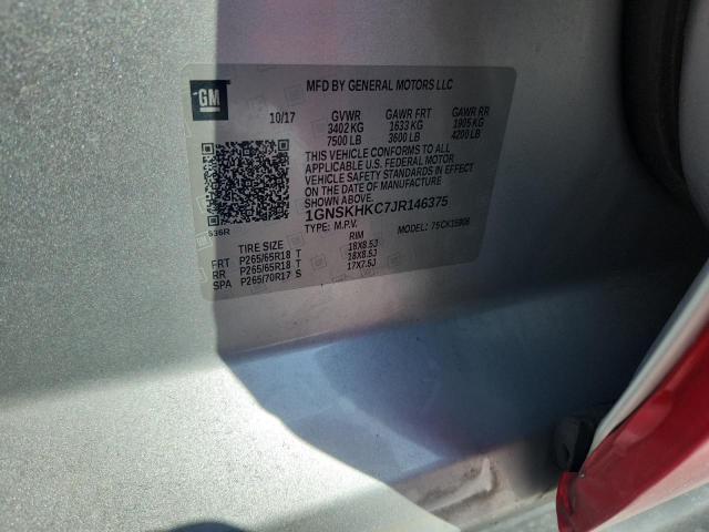Продаж на аукціоні авто 2018 Chevrolet Suburban, vin: 1GNSKHKC7JR146375, номер лоту: 53284756
