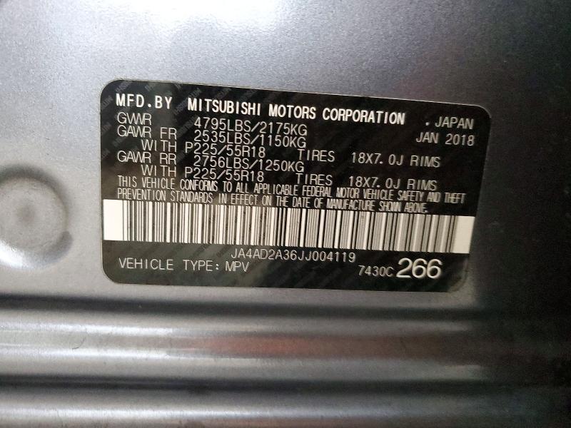 Продаж на аукціоні авто 2018 Mitsubishi Outlander, vin: JA4AD2A36JJ004119, номер лоту: 54318196