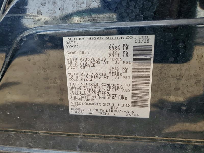 Aukcja sprzedaży 2018 Infiniti Qx60, vin: 5N1DL0MM6JC521130, numer aukcji: 53912086